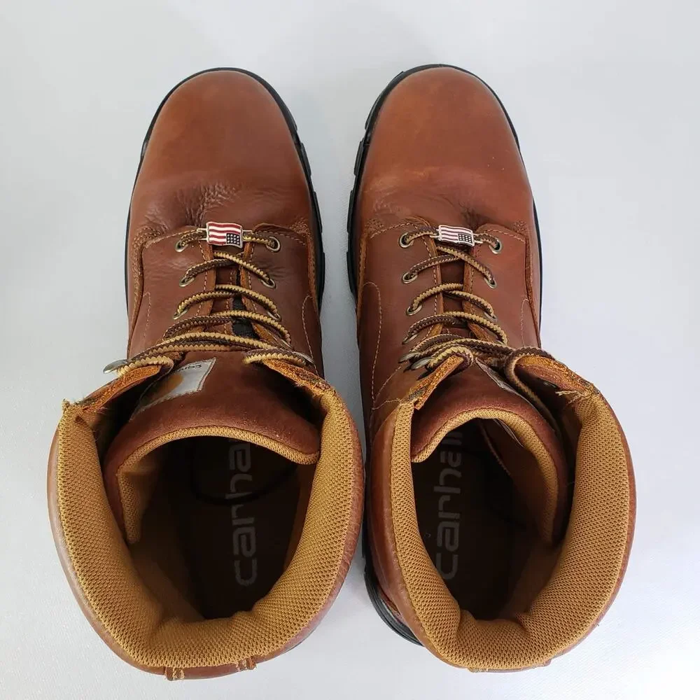 Carhartt Work Boots 6-inch Waterproof Comp Toe Mens Size 14 M Brown Leather